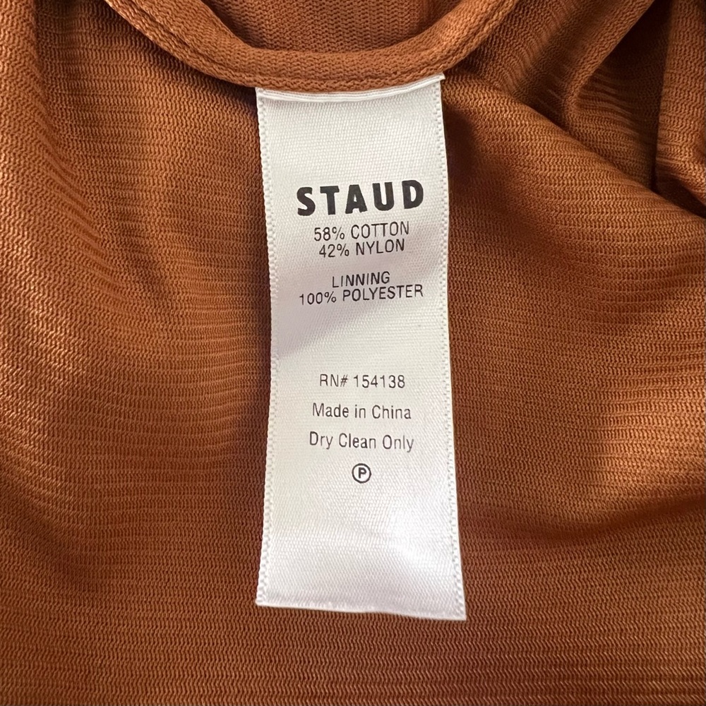 STAUD Brown Knit Polo-Collar Side Slit w/Slip Maxi Dress Size XS - Picture 5 of 5